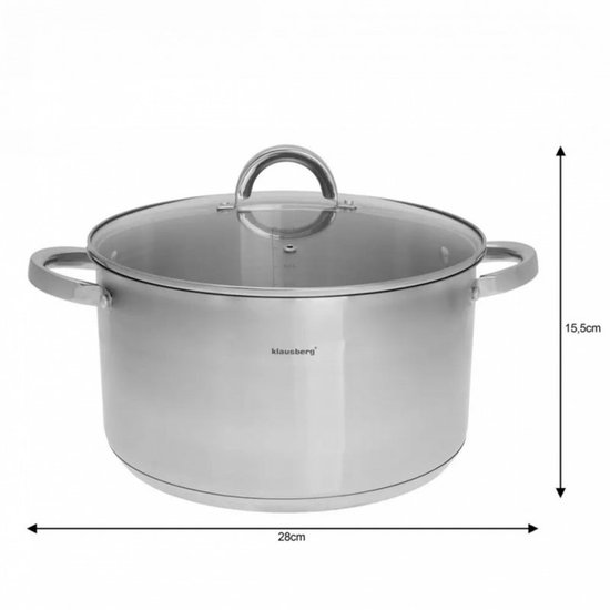 Klausberg 7128 - kookpan met deksel - 8,0L - Ø28 cm