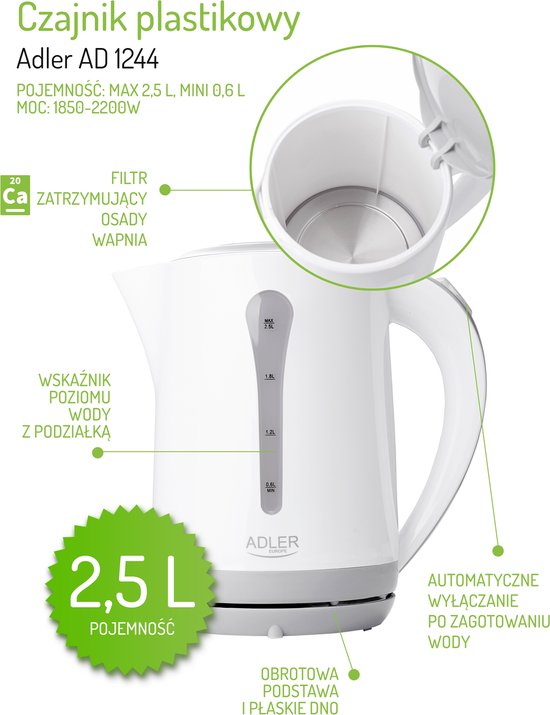 Adler AD 1244 Elektrische waterkoker - 2.5L