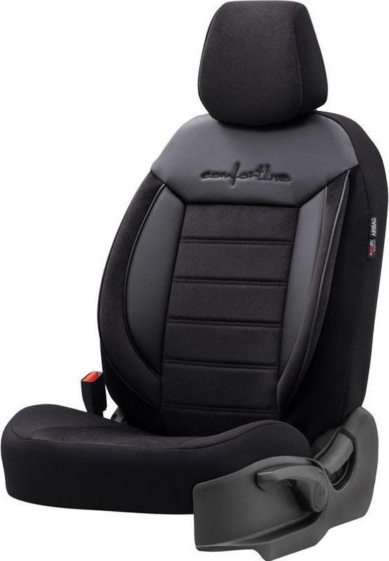 Otom Comfortline Stoelhoezenset - leer/textiel - 11-delig - zwart