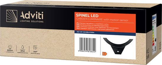 SPINEL LED Buitenlamp met Bewegingssensor – Tuinverlichting 4000K – Buitenverlichting met IP54 - Muurlamp 800lm – Wandlamp buiten IK10 - Zwart