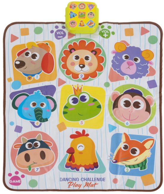 Kruzzel Interactieve dansmat 82 x 65 cm met muziek en dieren – educatieve speelmat voor peuters en kleuters