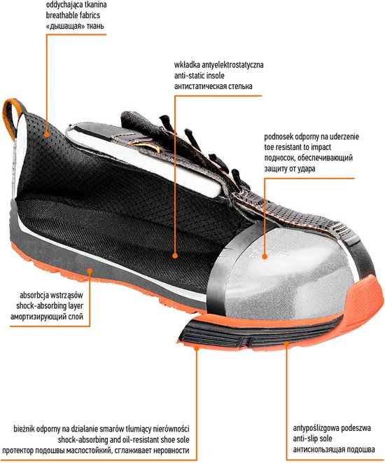 S1 werkschoenen, stalen neus, maat 46