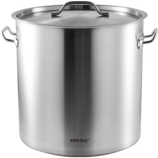KINGHoff Kookpan 40 cm Ø, 50 Liter - RVS Professionele Stoofpan voor Horeca - Geschikt voor alle warmtebronnen inclusief inductie