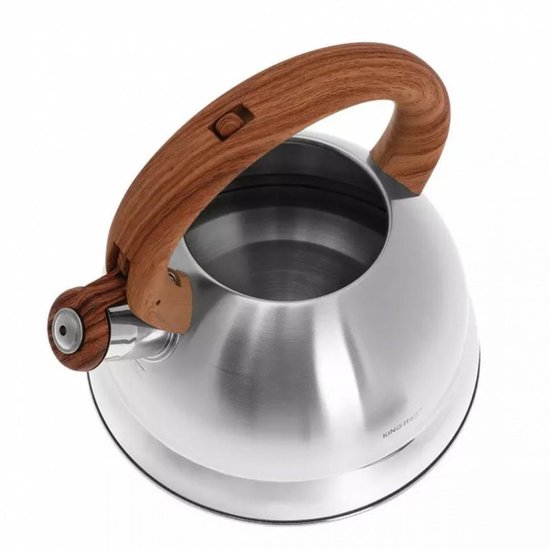 Kinghoff 3336 - Fluitketel - 3 liter - RVS - bruin - met fluit