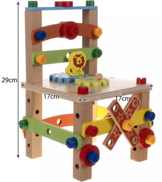Kruzzel Houten Bouwstoel - Educatieve DIY Speelset voor Kinderen