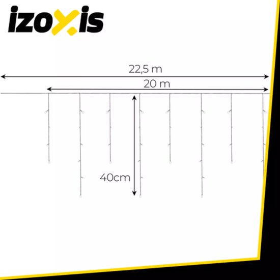 Izoxis Buiten kerstverlichting 500 LED koud wit 22,5 m met 8 standen voor gevel en tuin