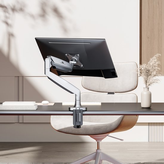 Maclean MC-969 - Monitorbeugel - Monitorsteun - dubbele arm - met gasveer - 17"-45" - tot 16 kg - Zilver