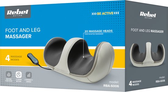 Rebel Active Shiatsu Voet en Kuitmassage Apparaat met Afstandsbediening en 4 Massage Modi - Bloedcirculatie Apparaat - Stimuleert Bloedsomloop - Armen - Warmtefunctie