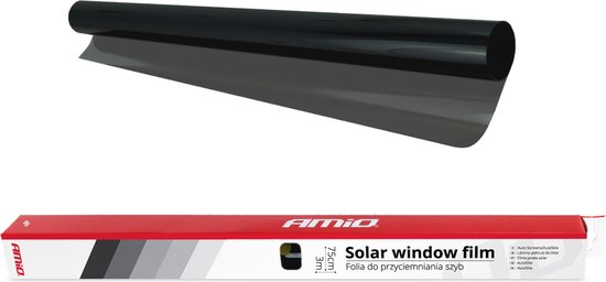 AMiO Autoraam Folie Tint Vinyl Zwart 75x300cm (15%) - Zwarte Ramenfolie voor Zonwering en Privacy met Tool