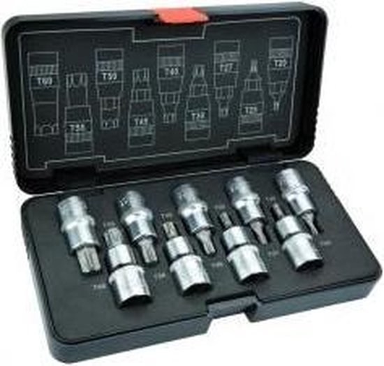 NEO torxdopset 9 dlg, 55mm, 1/2 aansluiting s2 staal