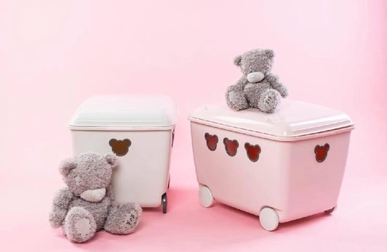 Speelgoedopberger - Grote container voor speelgoeden op wielen 55L BranQ Teddy wit