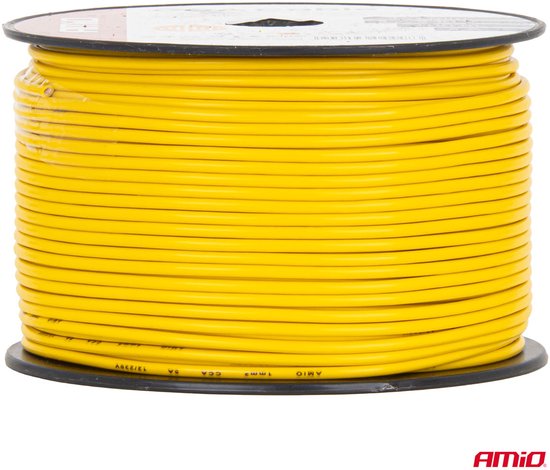 CCA-kabel geel 1x1mm2 100m 5A 12/230V