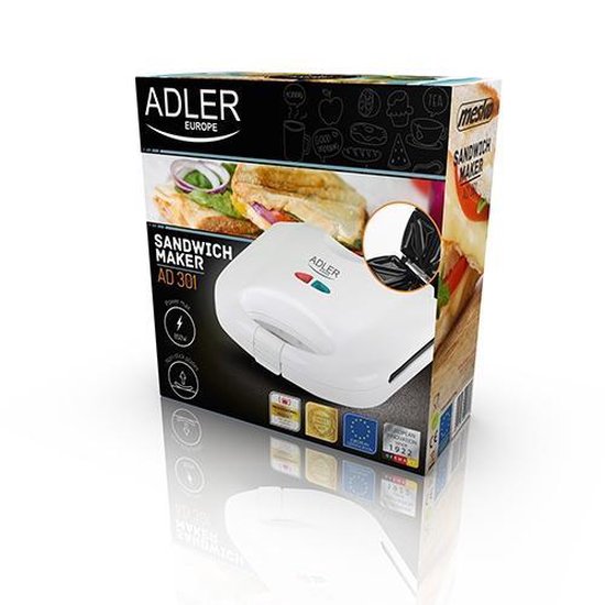 Adler AD 301 - Tosti apparaat - wit - 750 Watt