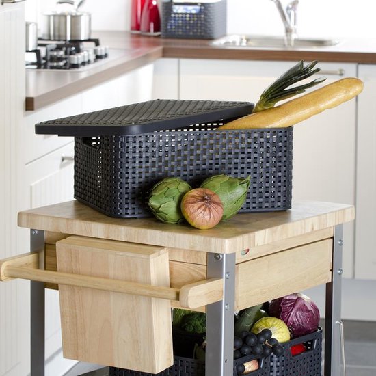 Curver Style Opbergmand met deksel L - 30 liter - Antraciet - 44,5x33x24,8 cm