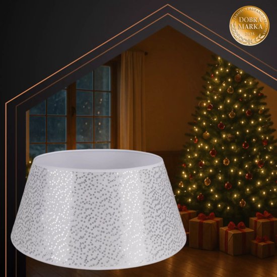 Ruhhy kerstboomhoes 60x22 cm wit met zilver – elegante afwerking voor je kerstboom