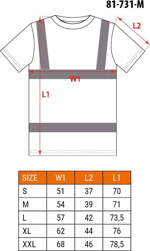 Neo Tools Hi-Vision T-Shirt Met H Balk Reflectie ORANJE M Licht En Luchtig Materiaal Donker Stuk Waar Veel Vuil Komt ISO 13688:2013