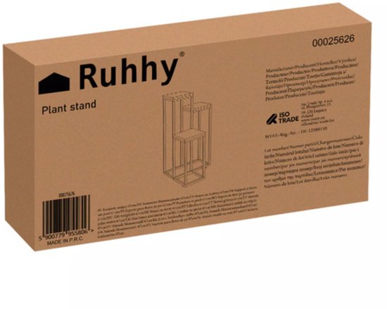 Ruhhy Plantenstandaard - 3 laags- metaal - vierkant - industriële stijl - modern - voor bloemen en planten