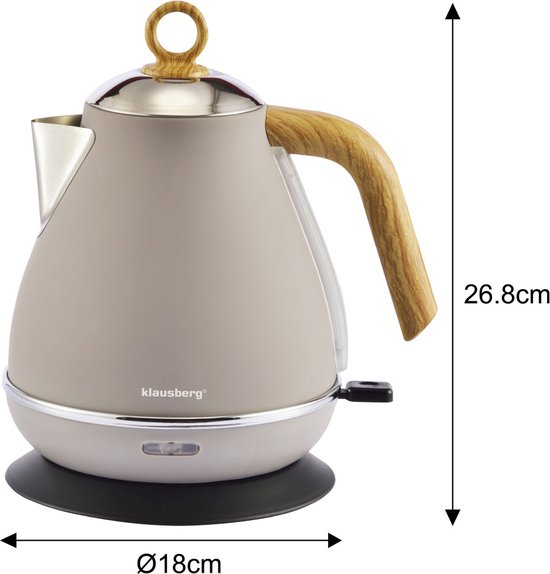 Klausberg 7707 - Retro Waterkoker - 1,7L - RVS - Beige