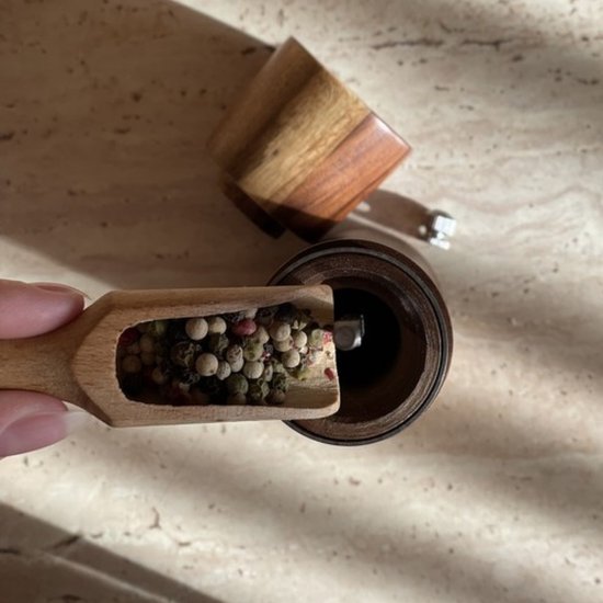 Ruhhy Zout- en pepermolen set - acacia hout - 21 x 6 cm - pepermolens en zoutmolens
