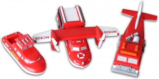 Popular Playthings Mix or Match Vehicles Fire and Rescue, Voertuigenset, 3 jaar, Rood, Wit