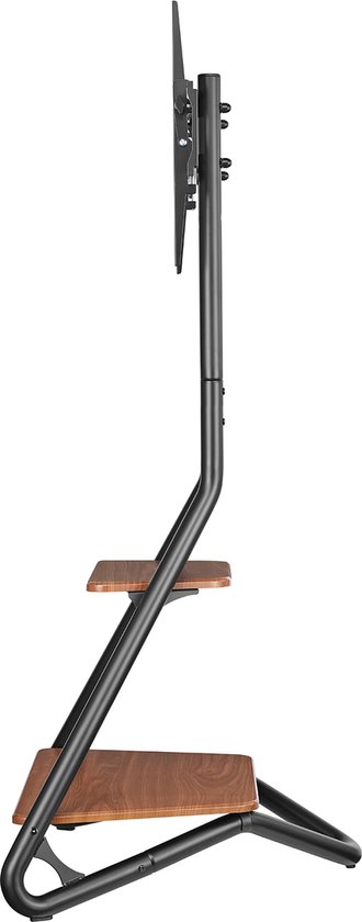 Maclean - Vrijstaande TV-/hoekbeugel - bauhausstijl / houten schappen met twee etages / max. 40 kg, 37-75''- MC-455