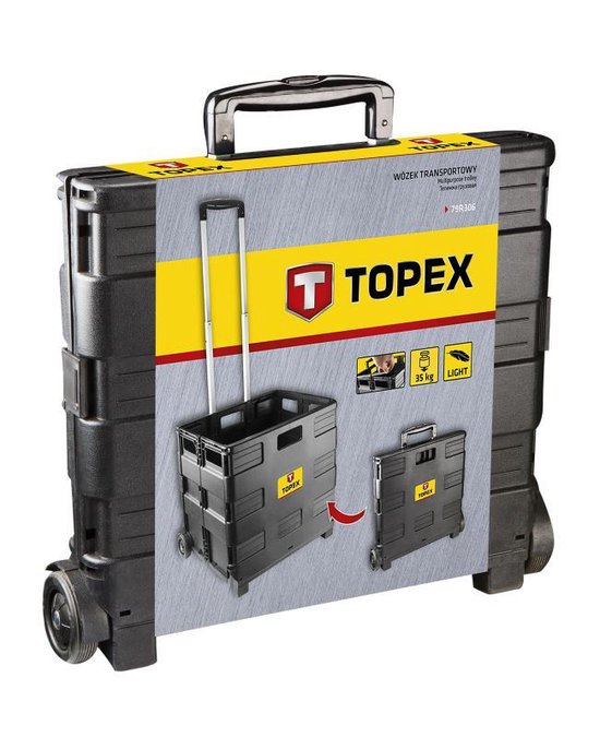 Topex Transport Wagen Met Bak Licht Gewicht Telescopisch Inklapbaar Max 35KG