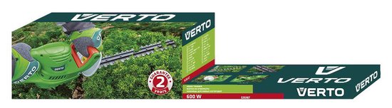 Verto Elektrische Heggenschaar 600w 510 Mm Blad Lengte 0,5 Sec Stop Hand Beschermingskap Kabel Haak