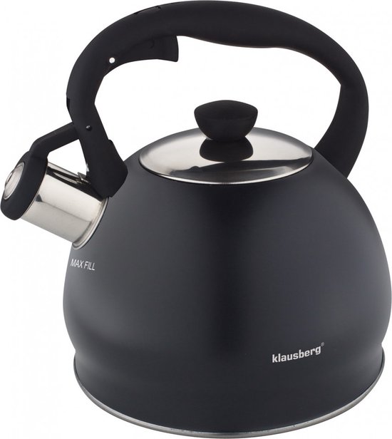 Klausberg 7428 - Fluitketel - RVS - 2 liter - zwart