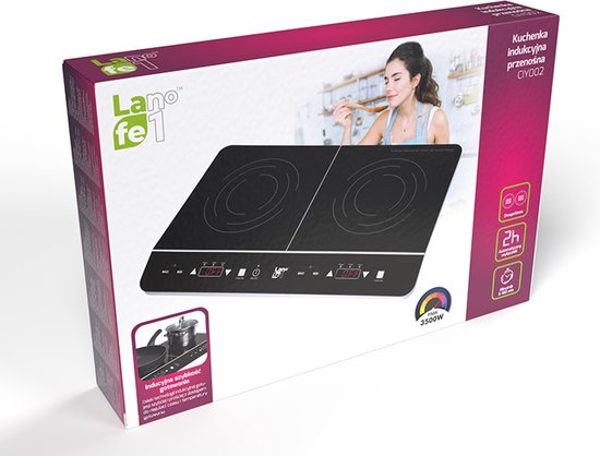 Lafe - Elektrische Kookplaat - Inductiekookplaat - Campingkooktoestel - Elektrisch - Draagbaar - 3500W - dubbel - CIY 002 - Zwart