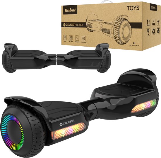 Rebel Cruiser - Elektrische Hoverboard - 6,5" LED Wielen - 100 kg Draagvermogen - Zwart