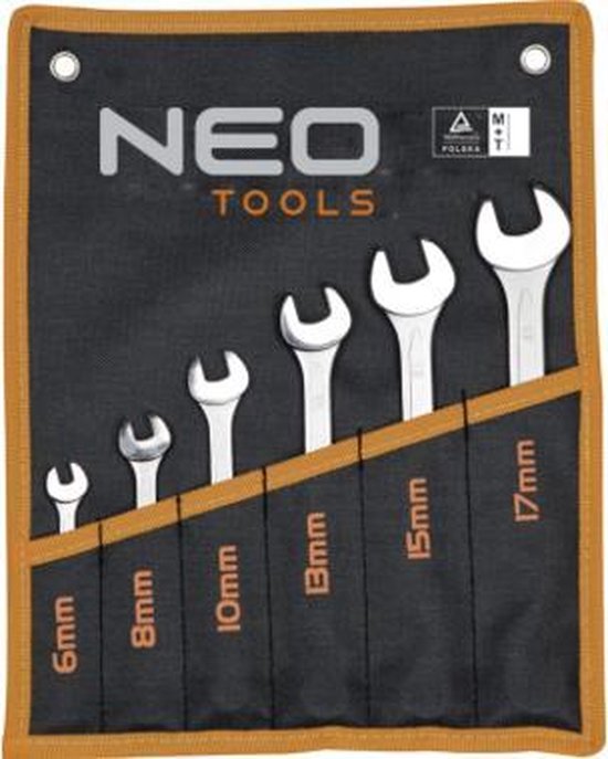 NEO Steek/ringsleutelset 6-19 mm, 8 dlg