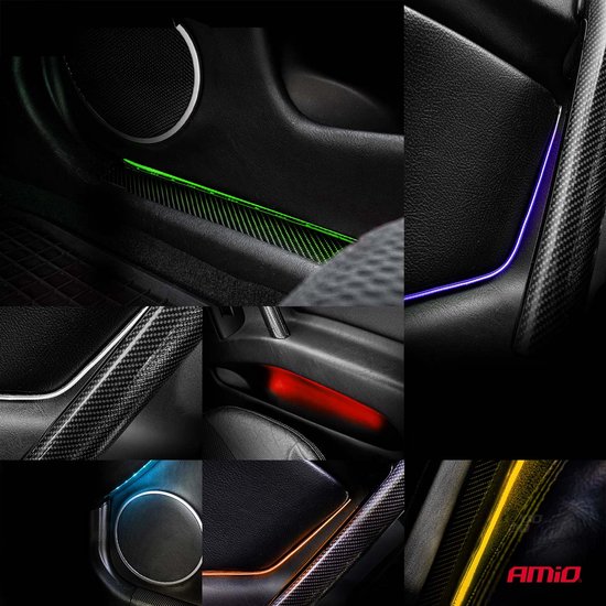 AMiO Flexible LED Strips RGB 12V – Set van 2x30cm met Afstandsbediening Controller – Decoratieve Interieur en Exterieur Verlichting voor Auto