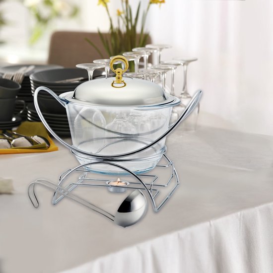 Klausberg 7920 - voedselverwarmer - pot vorm - RVS / glas / 4 liter