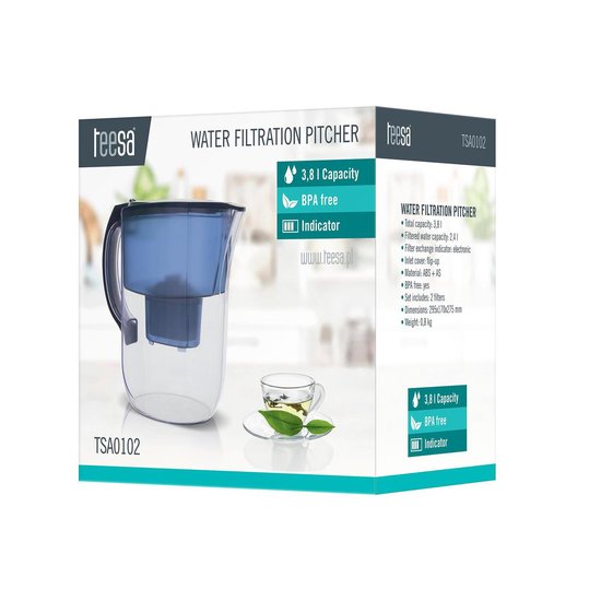 Teesa TSA0102 - Waterfilterkan, 3,8 liter, blauw