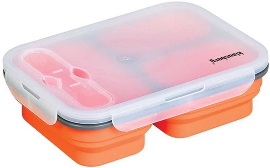 Klausberg KB-7024 - Siliconen Lunchbox - 3 Compartimenten - Vouwbaar - Veilig voor Magnetron en Vaatwasser