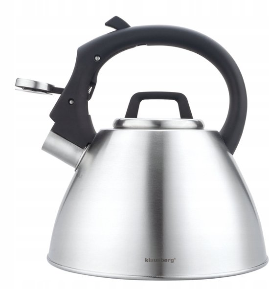 KLAUSBERG KB-7951 Fluitketel 2,5 L – RVS – Soft-Touch Handgreep – Inductie – Zilver