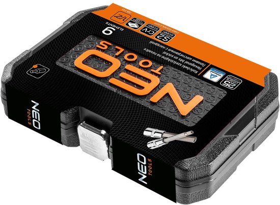 Neo Tools Inbusdopset 9 Dlg 100mm 1/2 Aansluiting S2 Staal