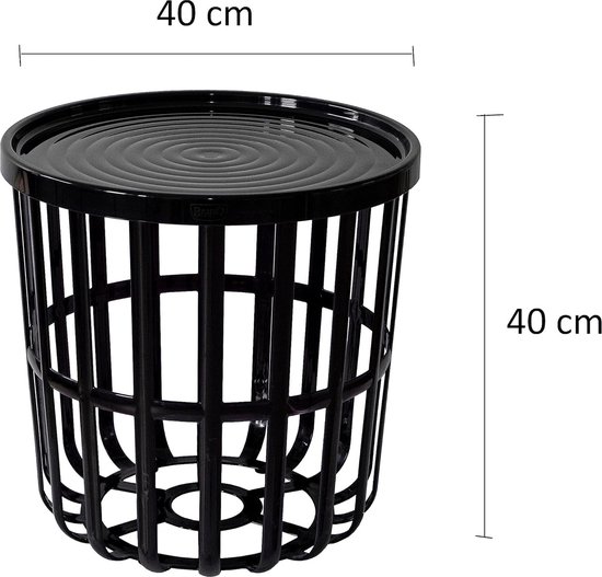BranQ - Bijzettafel - Salontafel - Rond - Met opbergmand - 40 x 40 x 40 cm - Zwart