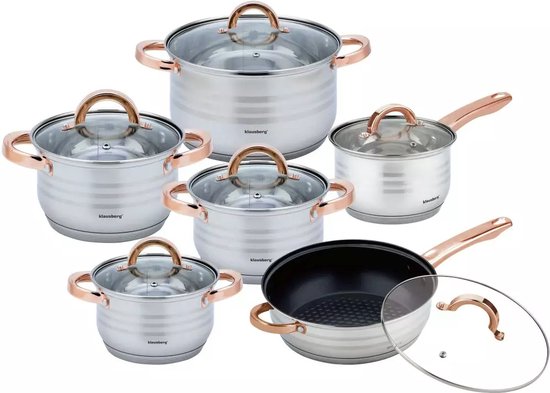Klausberg 7700 - 12 delige pannenset - kookpannen - 16-16-18-20-24-24 cm - met deksel