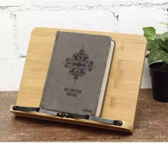Malatec Kookboeken standaard - bamboe - verstelbaar - metaal - 21 x 28 cm - tablet houder