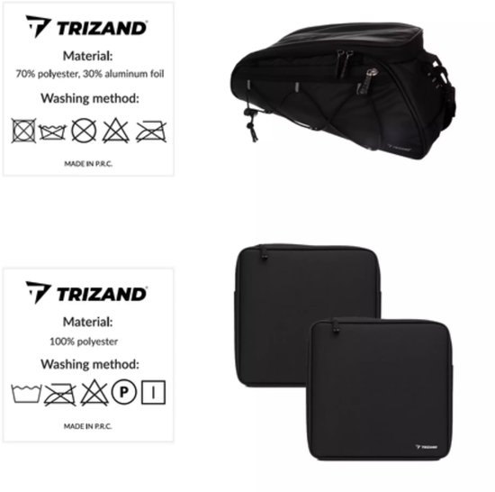 Trizand Fietstas - bagagedrager - 3-vaks - waterdicht - zwart - 16 liter - fietstas