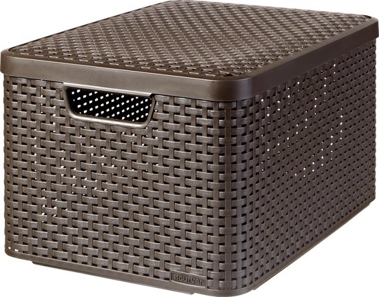Curver Rattan Style Opbergmand L - Met Deksel - 36.4 liter - Bruin