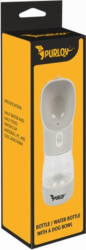 Purlov Hondenfles/Bidon met Kom: Perfect voor Reizen met Uw Hond
