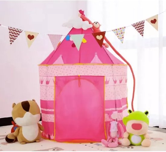 Kruzzel Koninklijke Tent voor Kinderen - Opvouwbaar en Veilig - 135x105 cm - Roze