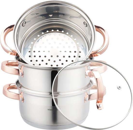 Klausberg 7726 - stoompan -4 delig - 18 cm - rvs - alle warmtebronnen