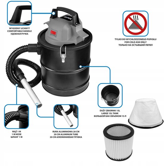 Graphite Draadloze asstofzuiger ENERGY+ 18V LI-ION, 15L tank, zonder accuJ