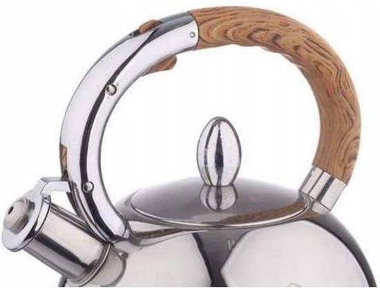 Kinghoff 3778 - Fluitketel - RVS - 3 liter - houten handvat