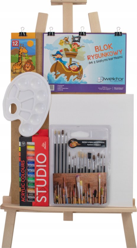 Grote complete schilderset - Schildersezel, verf, penselen enzo