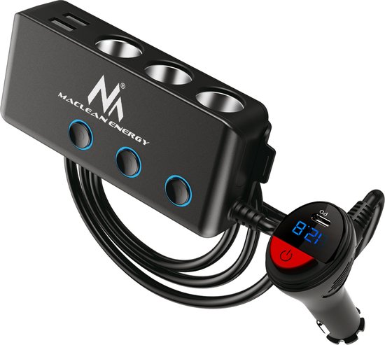 Autolader Triple Car Socket (2x USB ) MACLEAN 3 auto sigarettenaanstekerstekkers 2 poorten USB