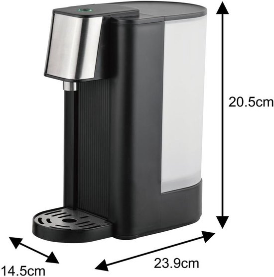 Klausberg KB7877 Hot Water Dispenser – 2,5 Liter – Zwart & RVS – 2600W – Direct kokend water in 5 seconden - Heetwaterdispenser - Waterkoker -